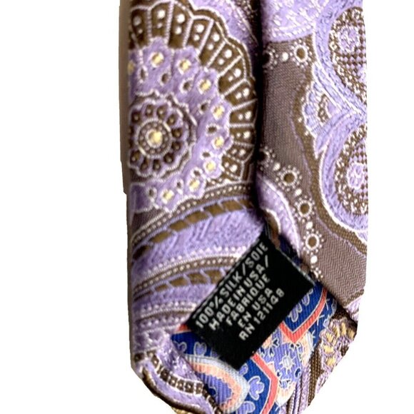 Ted Baker London Men's 100% Silk Necktie USA Designer Paisley Purple EUC - Picture 11 of 12